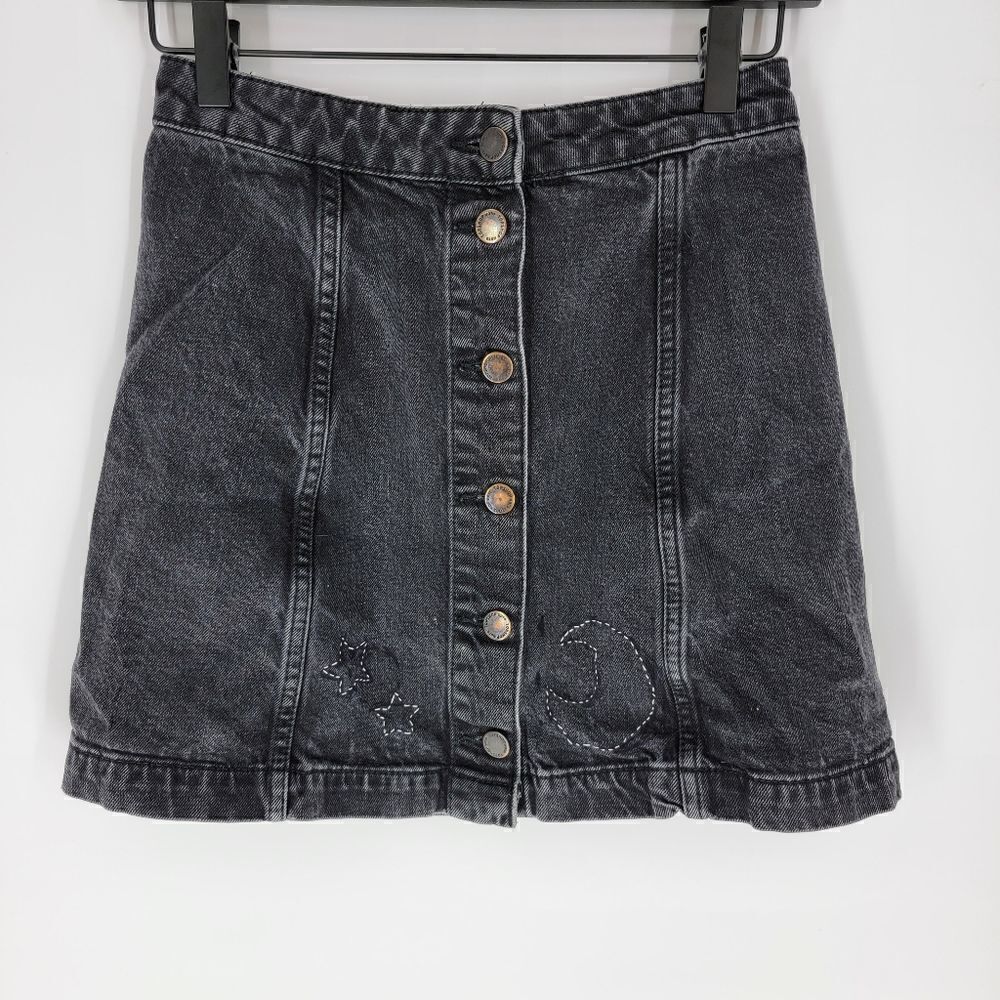 Topshop moto black button up skirt 26 moon stars